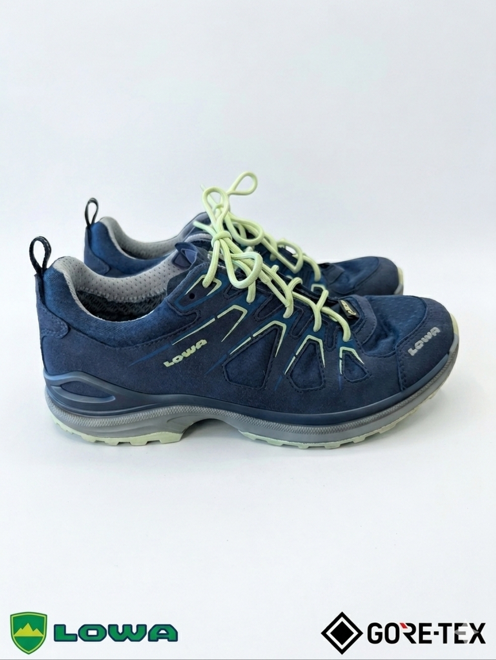 Lowa Innox Evo GTX Lo Women's Hiking Shoes Navy Lime Gore-Tex Size 10